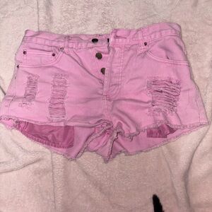 pink ripped shorts